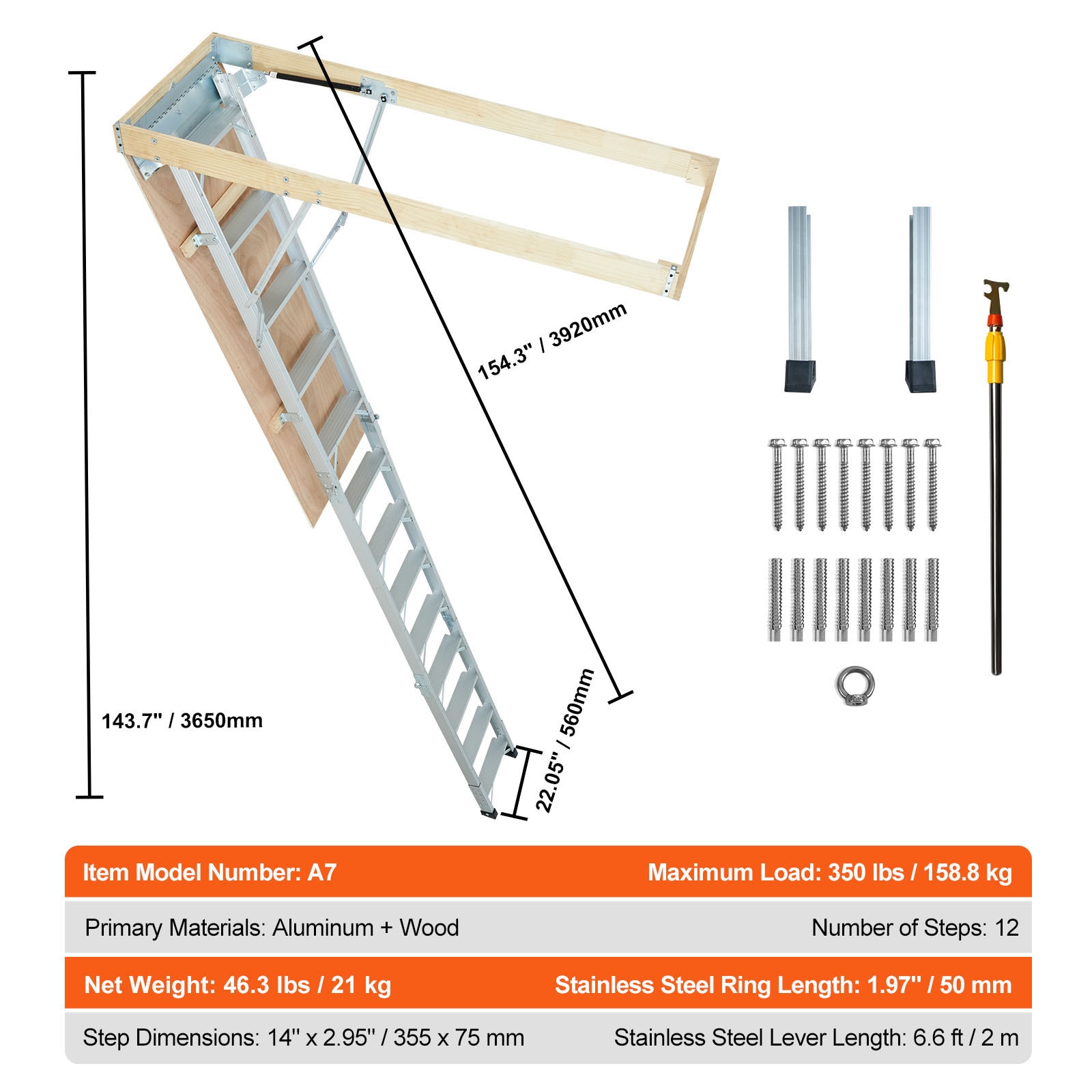 Aluminium Attic Ladder Foldable Multi Purpose Extension Ladder_voghion.com